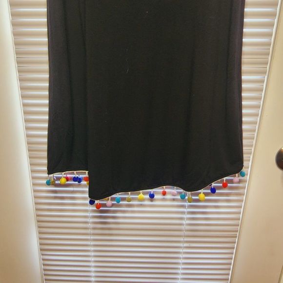 Cupio Cold Shoulder Dress | Multicolored Pompom Decoration - Picture 3 of 6